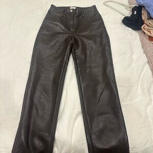Aritzia Melina Brown Leather Pants